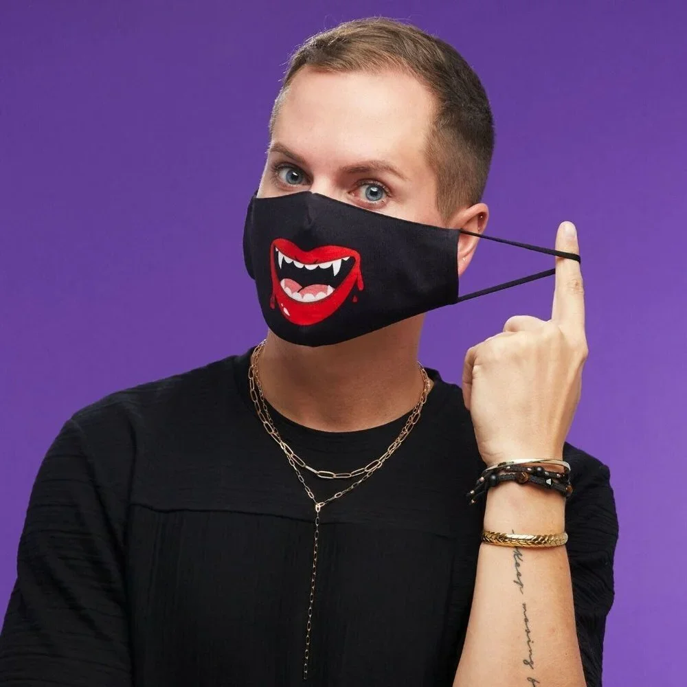 Vampire Black Face Mask Halloween Unisex One Size New